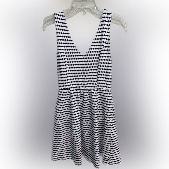 Maeve Dresses & Skirts - Anthropologie Maeve Rewind Black White Striped Cut Out Fit Flare Dress Size 8